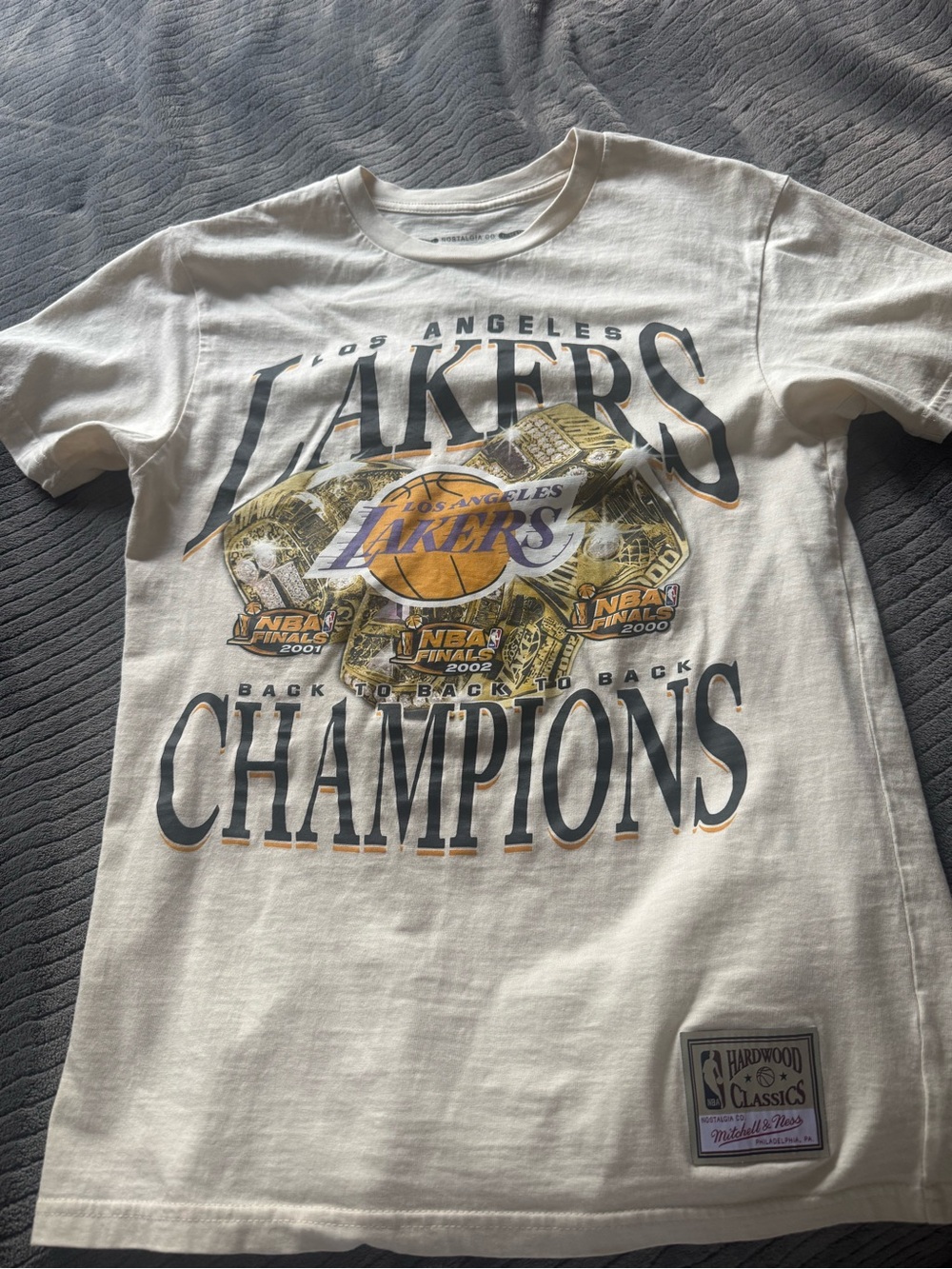 Los Angeles Lakers Champions Graphic Tee - White with Gold & Purple